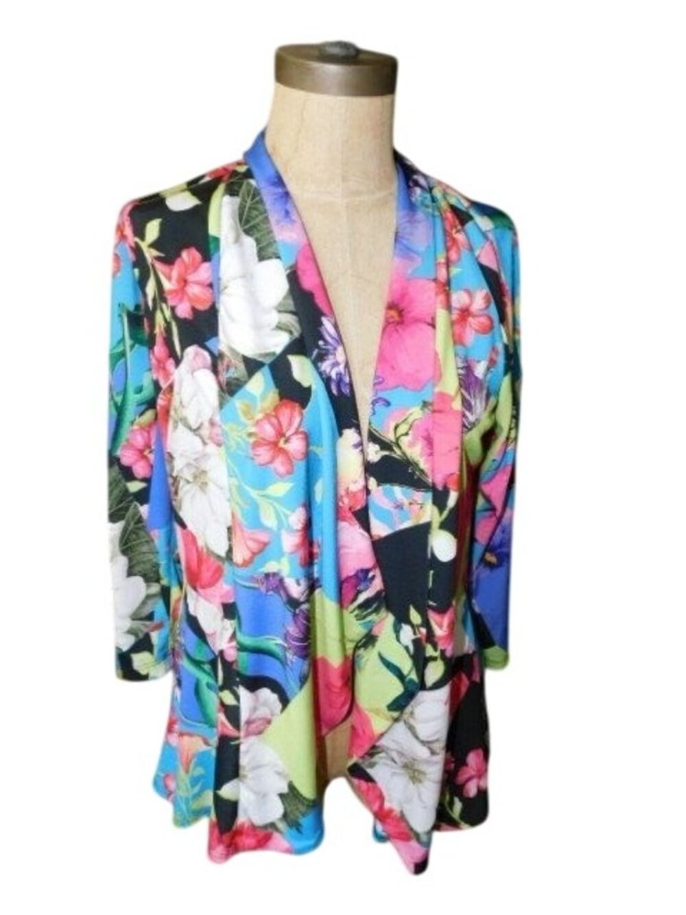 Slinky Brand Size XS Floral Print Slinky Stretchy Blouse Top